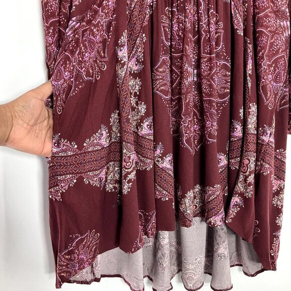 Free People Dress Women XS V-Neck Balloon Sleeve Romantic Peasant Boho Flowy - Picture 5 of 16